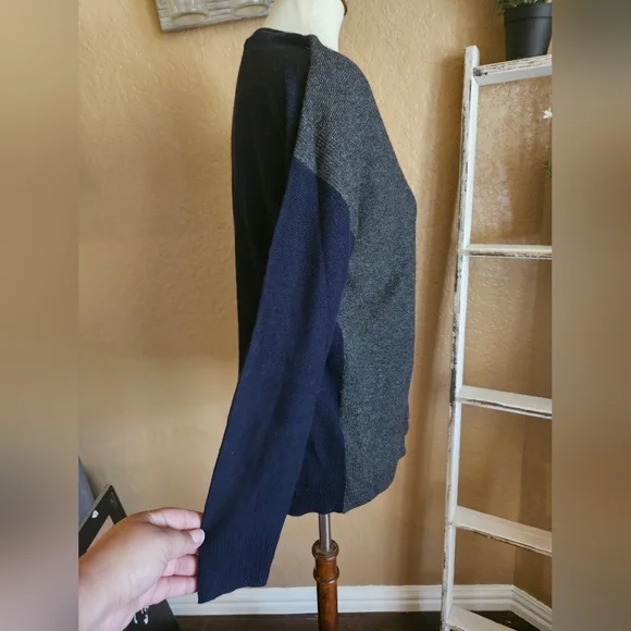 Madewell Kimball Colorblock Sweater Grey Navy Blue Size S - Picture 7 of 10